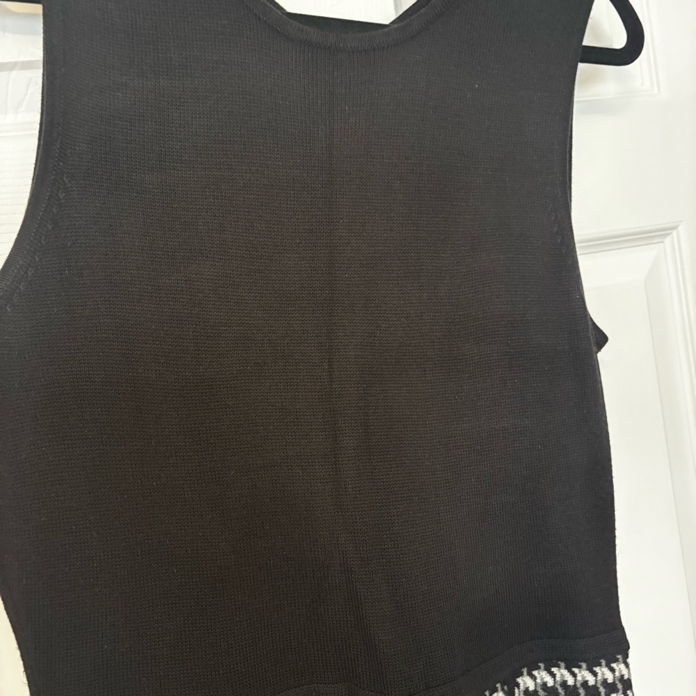 Calvin Klein Houndstooth Knit Fit & Flare Dress Sleeveless Black White Small - Picture 12 of 16